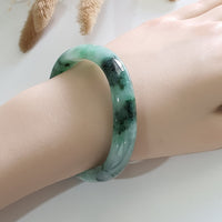 Translucent Brilliant Flower Green Jadeite “Art-De-Squarera” Bangle (JAC003023) 10