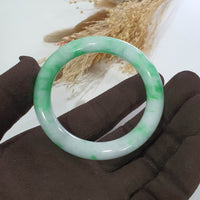 Translucent Brilliant Apple Green Jadeite Princess Round "Scenery" Bangle (JAC003074) 4