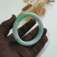 Translucent Brilliant Apple Green and Lavender Jadeite “Scenery” Bangle (JAC003281) 2