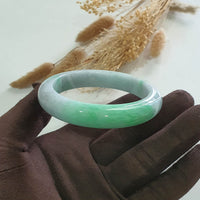 Translucent Brilliant Apple Green and Lavender Jadeite “Scenery” Bangle (JAC003281) 1