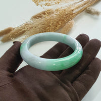 Translucent Brilliant Apple Green and Lavender Jadeite “Scenery” Bangle (JAC003281) 5