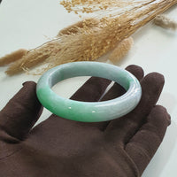 Translucent Brilliant Apple Green and Lavender Jadeite “Scenery” Bangle (JAC003281) 7