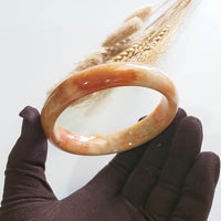[Huge] Translucent Orangey Jadeite “Imperial Sunset Scenery” Bangle (JAC003347) 5