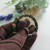 Translucent Deep Flower Green Jadeite “Emerald Zen” Bracelet (JAC003397) 4