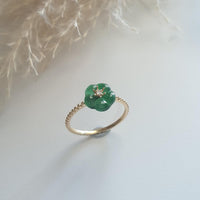 Highly Translucent Icy Deep Green Jadeite “Flower Blossom” Ring (JAD000639) 4