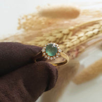 Highly Translucent “Icy Blue Lagoon” Jadeite Cabochon Ring (JAD000673) 2