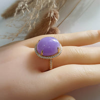 Translucency Brilliant Lavender Jadeite “Cabochon” Ring (JAD000682) 7