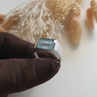 Highly Translucent Icy Light Blue Jadeite "Blue Pillow" Diamond Ring (JAD000728) 3