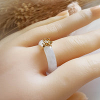Highly Translucent Icy Jadeite "Icy Cherry Blossom" Ring (JAD000892) 7