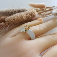 Highly Translucent Icy Light Green Jadeite "Icy Cherry Blossom" Ring (JAD000897) 7