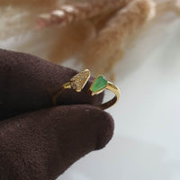 [Rare] Highly Translucency Icy Apple Green Jadeite "Sugar Love" Ring (JAD000999) 3