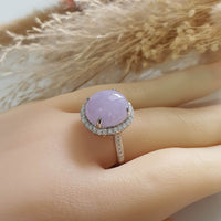 Good Translucency Icy Brilliant Lavender Jadeite “Cabochon” Ring (JAD001022) 10