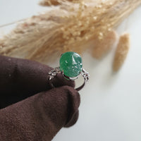 Highly Translucency Icy Green “Auspicious Wealth Toad” Ring (JAD001204) 5