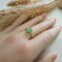 [Rare] Good Translucency Icy Apple Jadeite "Clover Eternity" Ring (JAD001344) 8