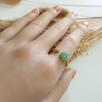 [Rare] Good Translucency Icy Apple Jadeite "Clover Eternity" Ring (JAD001344) 9