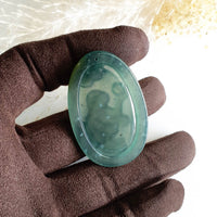 Highly Translucent Icy Bluish Green Jadeite "Auspicious Monkey" Pendant (JAM000392) 4