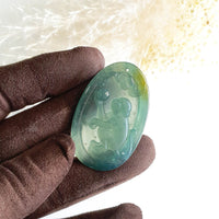 Highly Translucent Icy Bluish Green Jadeite "Auspicious Monkey" Pendant (JAM000392) 6