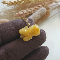 Translucent Brilliant Yellow Jadeite "Ox of Wealth" Pendant (JAM000785) 2