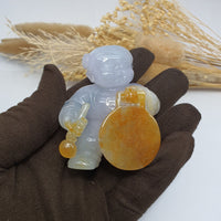 [Very Rare] Translucent Icy Brilliant Lavender with Orange Jadeite “Prosperity Children” (JAM000855) 4
