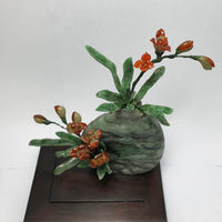 Translucent Icy Orangey Red Jadeite "Orchid Éternelle" Ornament (JAM000862) 2