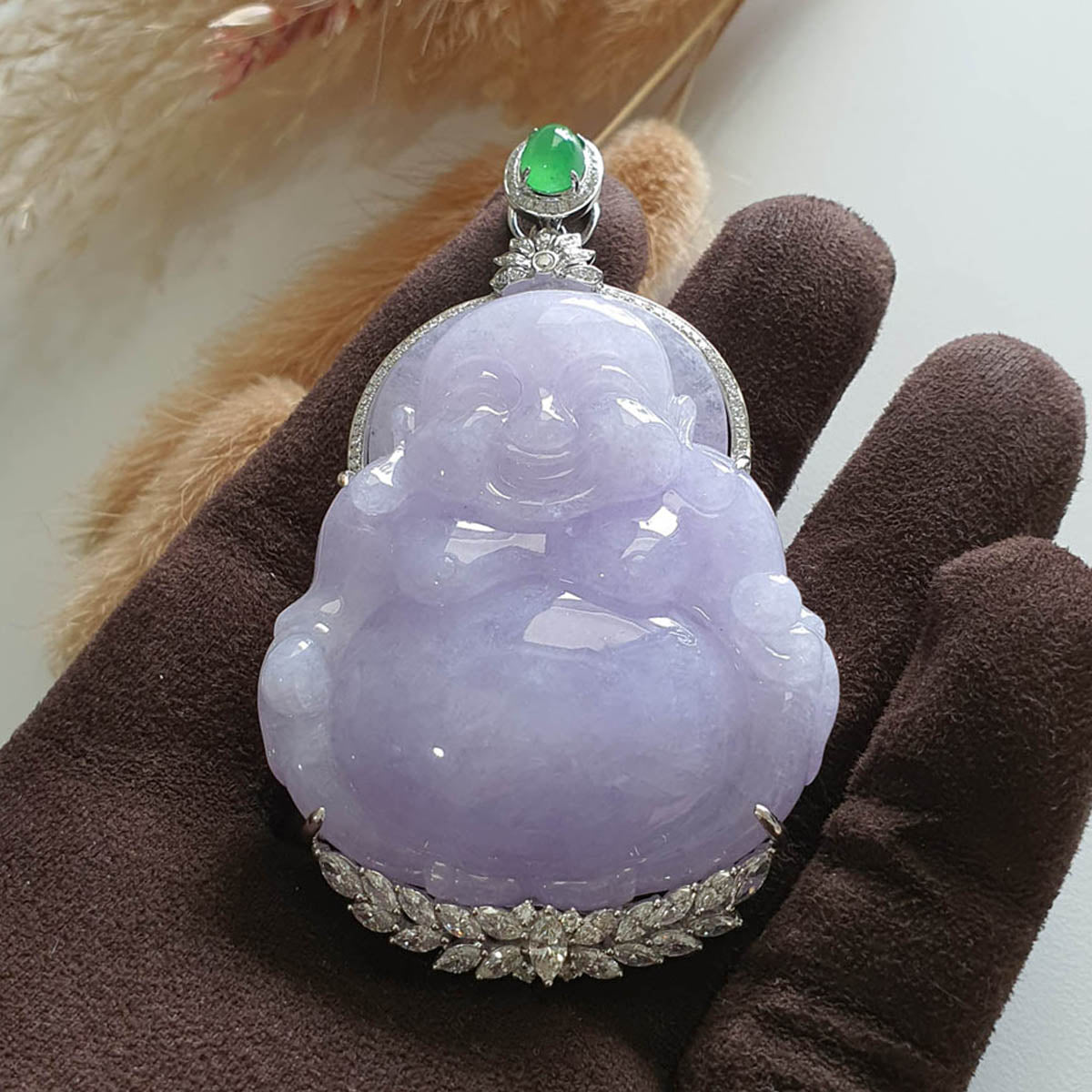 Translucent Brilliant Lavender "Supreme Laughing Buddha" Pendant (SJB002193) 1