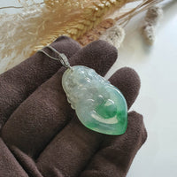 Highly Translucent Icy and Apple Green Jadeite "Prosperity" Pendant (SJB002453) 2