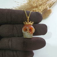 Translucent Icy Orange Red Jadeite "Memento Mori" Pendant (SJB002921) 10