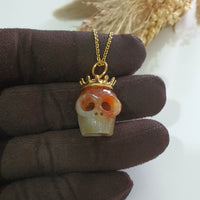 Translucent Icy Orange Red Jadeite "Memento Mori" Pendant (SJB002921) 2