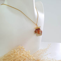 Translucent Icy Orange Red Jadeite "Memento Mori" Pendant (SJB002921) 8