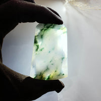 [Rare] Good Translucent Icy Bluish Lavender with Green and Yellow "Majestic Goats & Ruyi" Pendant (SJB003269) 9