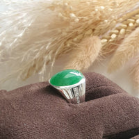 Translucent Brilliant Icy Green Jadeite Cabochon Ring (SJD000798) 3