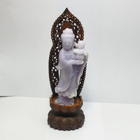 [Rare] Translucent Lavender Jadeite "Child Granting Guanyin" Ornament (SJK000119) 1